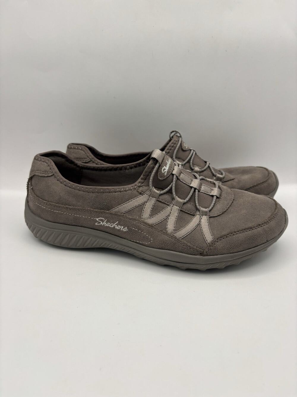Skechers Be Light Well To Do Dark Taupe Slip On Shoes Women Size 6.5